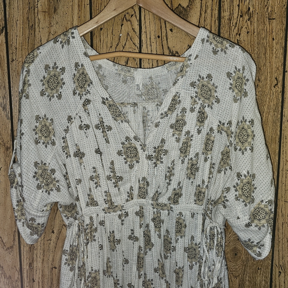 FREE PEOPLE X REVOLVE Oasis Boho Kimono Sleeve Maxi Dress Vanilla Combo - Small - Picture 8 of 12